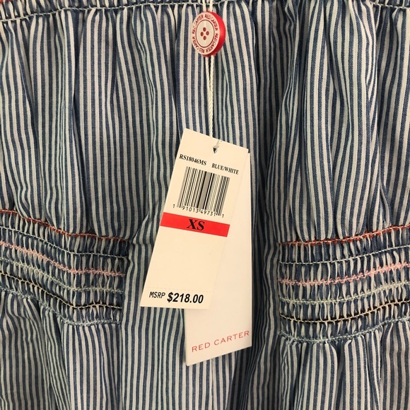 NWT Red Carter Smocked Ayala Blue & White Striped Midi Dress - Picture 8 of 8